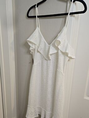 privy White Eyelet Ruffle Mini Dress